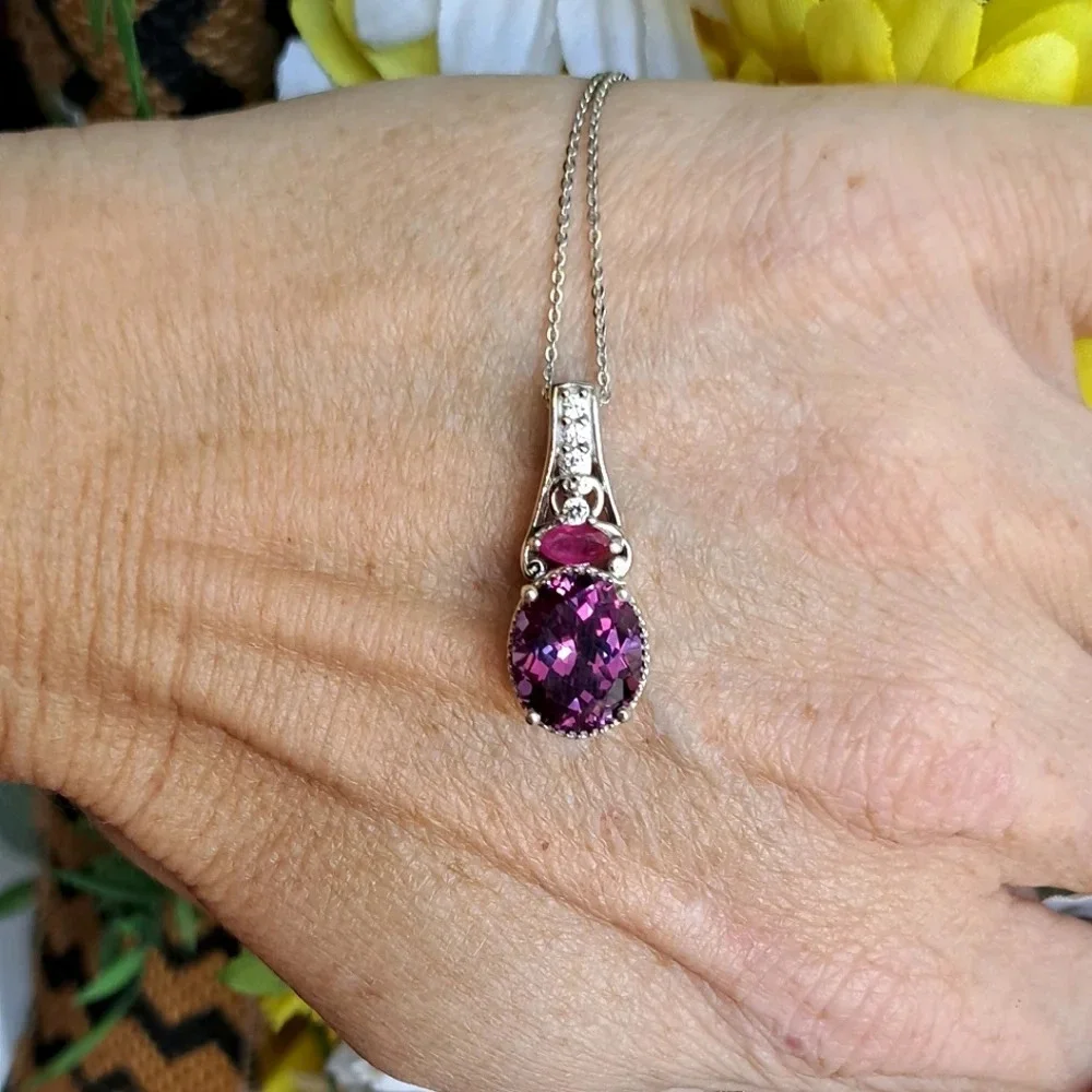 Color Change Sapphire & Natural Ruby Ring & Necklace Set.